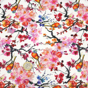 Tissu coton motif jardin japonais GUNMA aux oiseaux et fleurs de cerisier - OEKO - TEX - TissusPapi.com