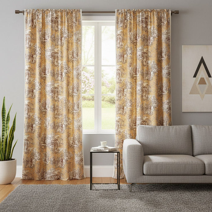 Tissu satin de coton ameublement, TOILE DE JOUY scène chinoise de Jean Pillement, INALTERA, fabriqué en Suisse - TissusPapi.com