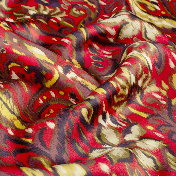 Tissu habillement satin duchesse, imprimé fleur indien multicolore : nombreuses couleurs - TissusPapi.com