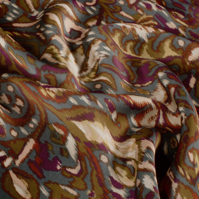 Tissu habillement satin duchesse, imprimé fleur indien multicolore : nombreuses couleurs - TissusPapi.com