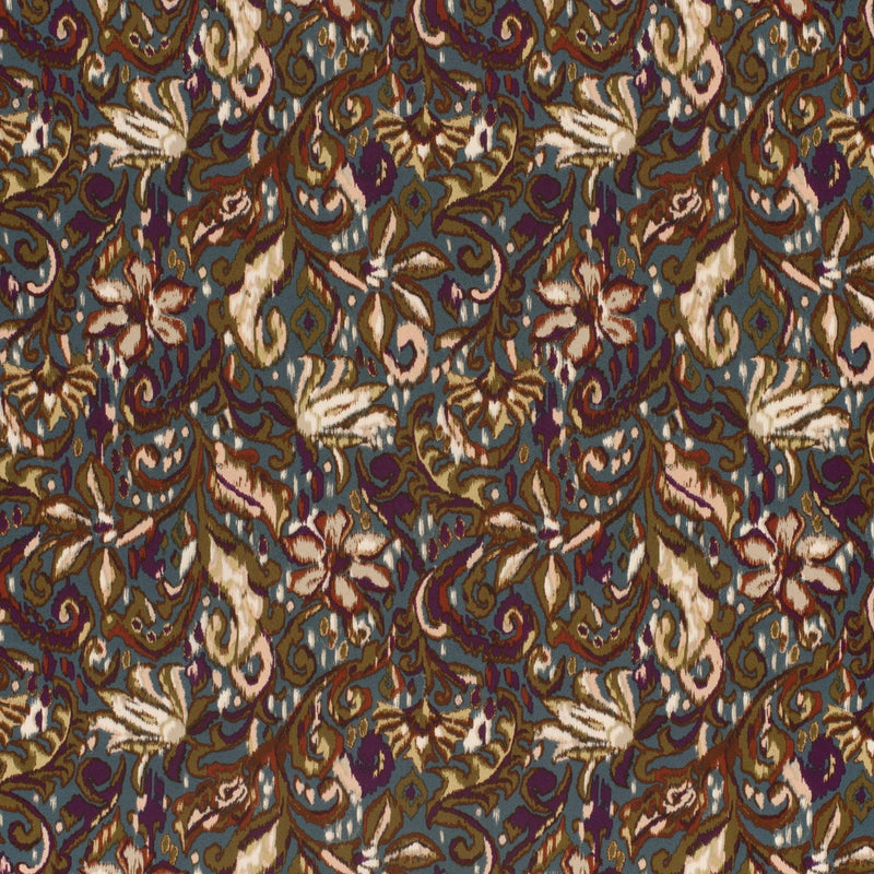 Tissu habillement satin duchesse, imprimé fleur indien multicolore : nombreuses couleurs - TissusPapi.com