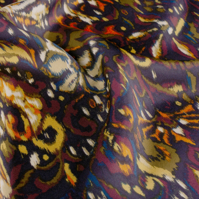 Tissu habillement satin duchesse, imprimé fleur indien multicolore : nombreuses couleurs - TissusPapi.com