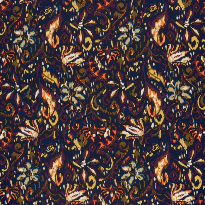 Tissu habillement satin duchesse, imprimé fleur indien multicolore : nombreuses couleurs - TissusPapi.com