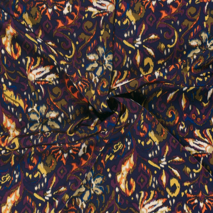Tissu habillement satin duchesse, imprimé fleur indien multicolore : nombreuses couleurs - TissusPapi.com
