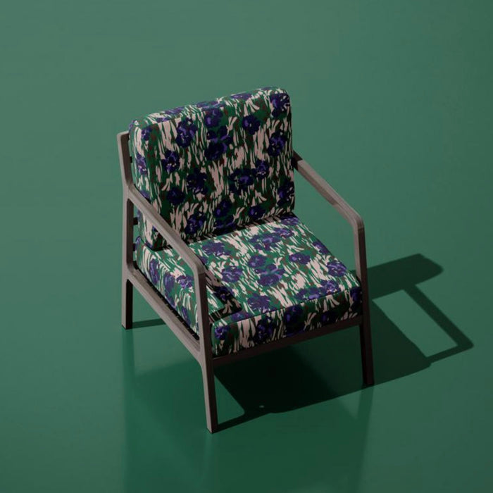 Tissu coton demi-natté SEVENTIES, fleuri vert violet - OEKO-TEX STANDARD 100