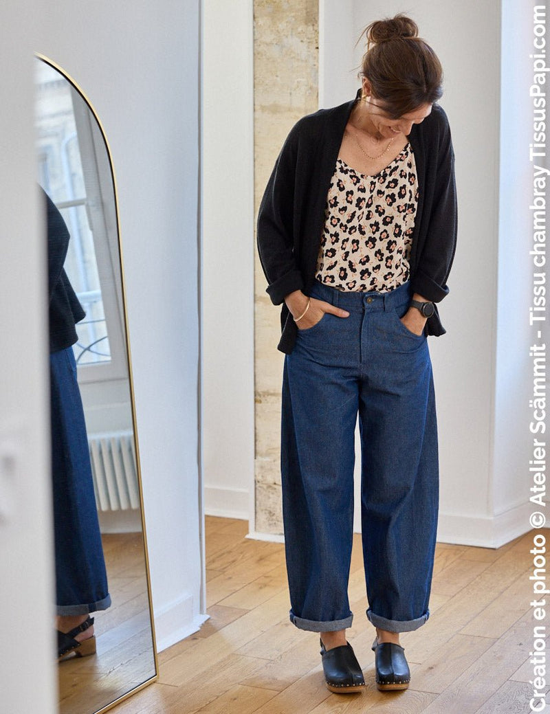 Tissu Chambray 100% coton : bleu, marine, noir - OEKO-TEX STANDARD 100 - TissusPapi.com