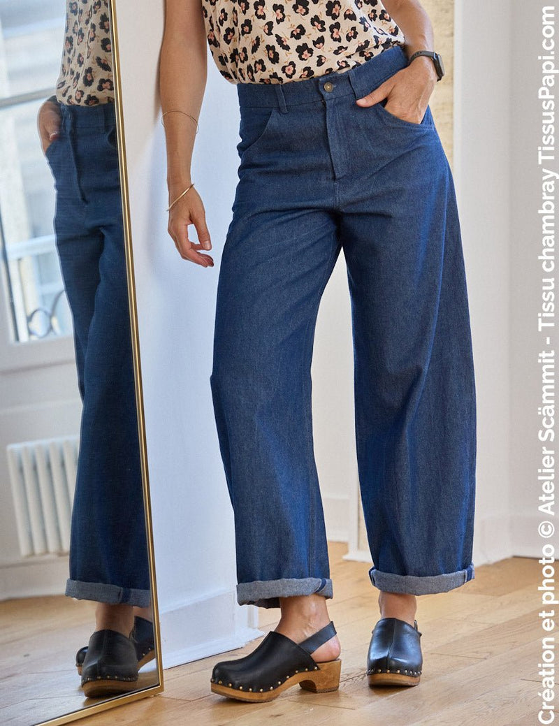 Tissu Chambray 100% coton : bleu, marine, noir - OEKO-TEX STANDARD 100 - TissusPapi.com