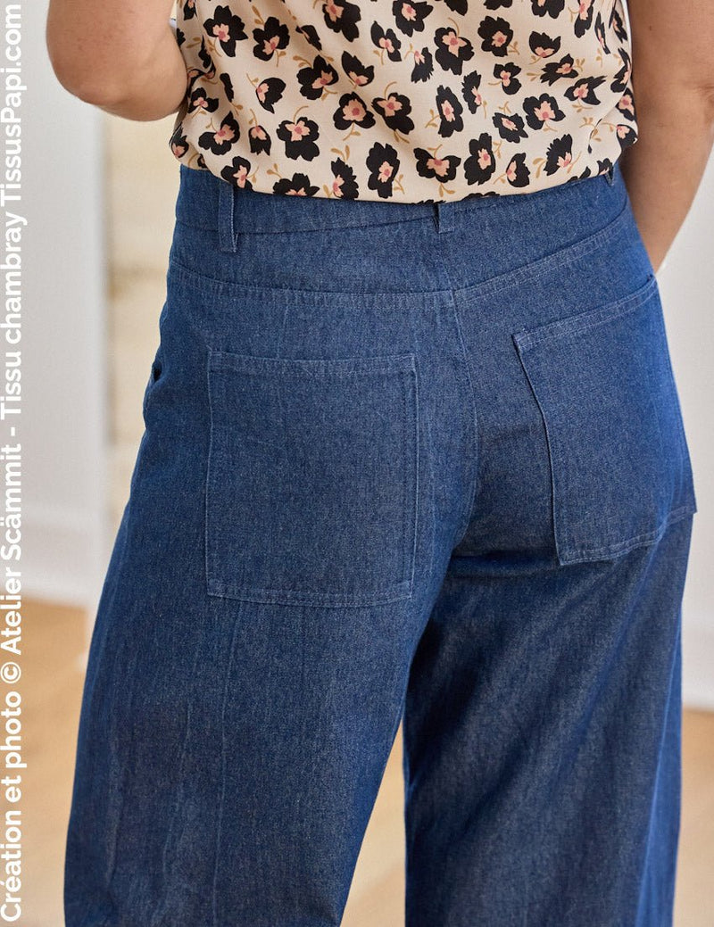 Tissu Chambray 100% coton : bleu, marine, noir - OEKO-TEX STANDARD 100 - TissusPapi.com