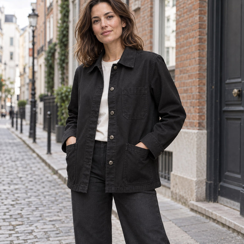 Tissu gabardine polycoton noir - Qualité WORKWEAR - ON DESTOCKE !