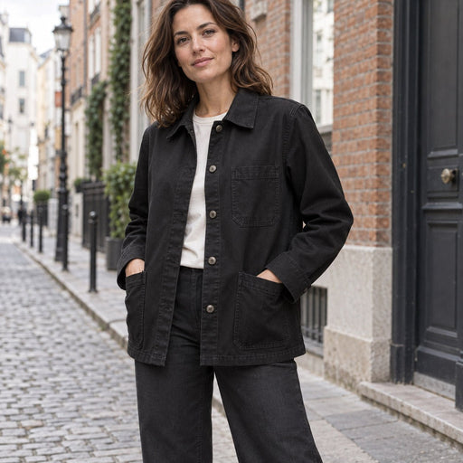 Tissu gabardine polycoton noir - Qualité WORKWEAR - ON DESTOCKE ! - TissusPapi.com