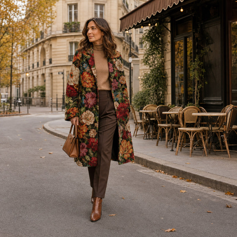 Tissu jacquard gobelin motif floral grandes fleurs multicolores - Idéal habillement, vestes/manteaux et ameublement -  STANDARD 100 OEKO-TEX
