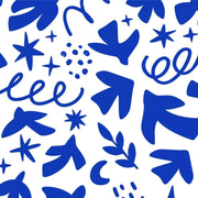 Tissu gabardine imprimée SILHOUETTE : trois motifs bleus et blancs - OEKO - TEX STANDARD 100 - TissusPapi.com