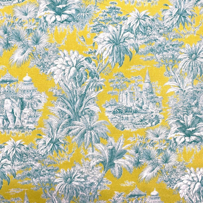 Tissu coton TOILE DE JOUY illustrations indiennes, nombreuses couleurs estivales ! - TissusPapi.com