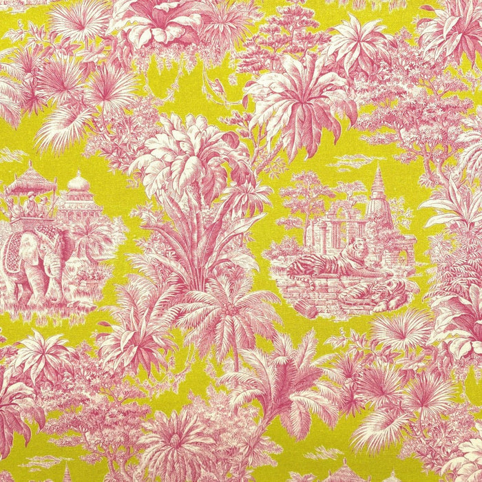 Tissu coton TOILE DE JOUY illustrations indiennes, nombreuses couleurs estivales ! - TissusPapi.com