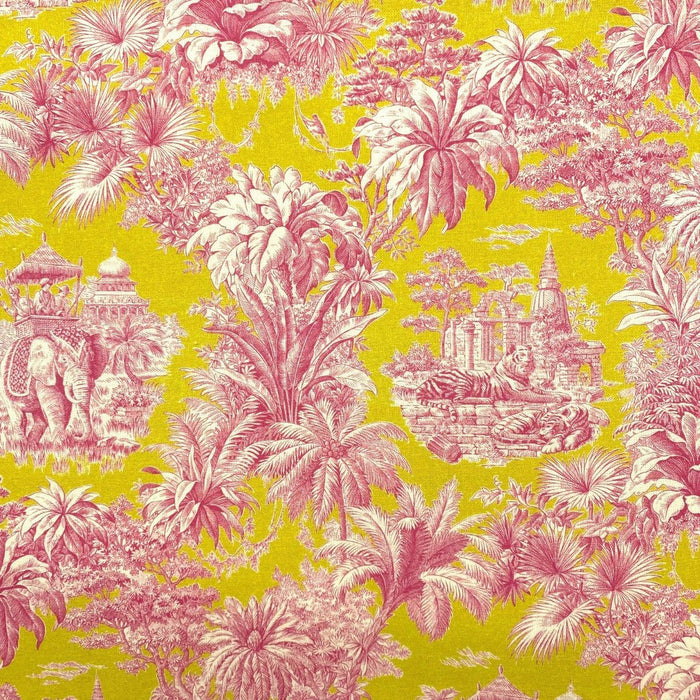 Tissu coton TOILE DE JOUY illustrations indiennes, nombreuses couleurs estivales ! - TissusPapi.com