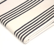 Tissu toile à matelas de coton LE TOUQUET écru aux rayures : bleu, rouge, noir, gris, sable - TissusPapi.com