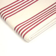 Tissu toile à matelas de coton LE TOUQUET écru aux rayures : bleu, rouge, noir, gris, sable - TissusPapi.com