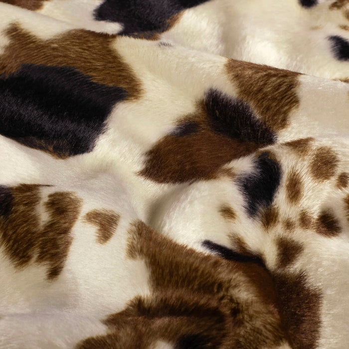 Tissu Velours imprimé motif VACHE : noir & écru ou marron & écru