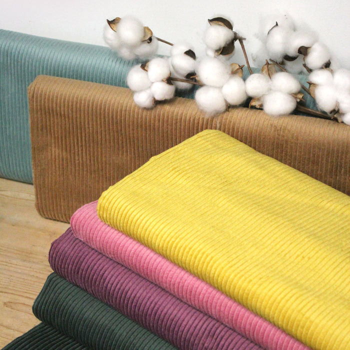 Tissu velours côtelé grosses côtes 100% coton : nombreuses couleurs - OEKO-TEX STANDARD 100