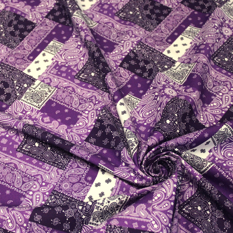 Tissu gabardine coton imprimée motif BANDANA paisley : nombreuses couleurs ! - OEKO-TEX STANDARD 100 - TissusPapi.com