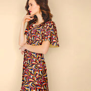 Tissu viscose fluide, motif floral & toucans : tons prune ou tons marine - OEKO - TEX STANDARD 100 - TissusPapi.com