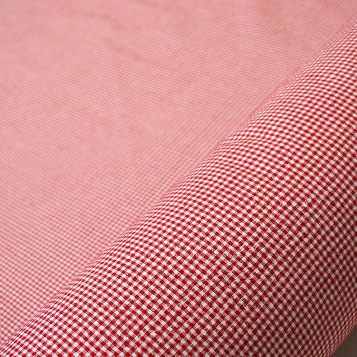 Tissu de coton VICHY rouge & blanc à carreaux 2mm - Oeko-Tex