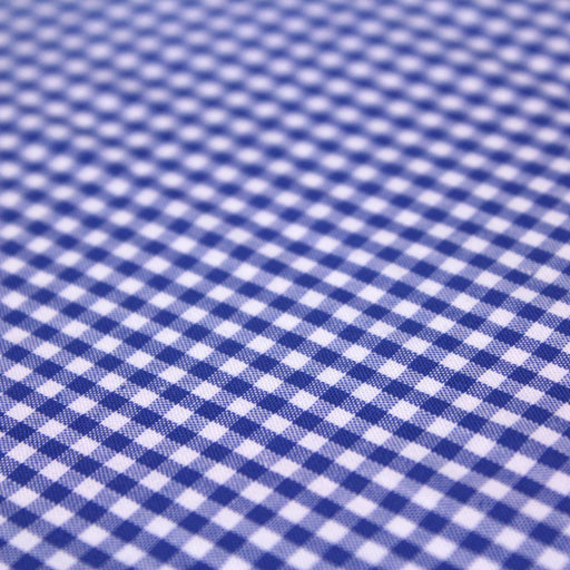 Tissu popeline de coton Vichy bleu roi & blanc à carreaux 2mm - tissuspapi