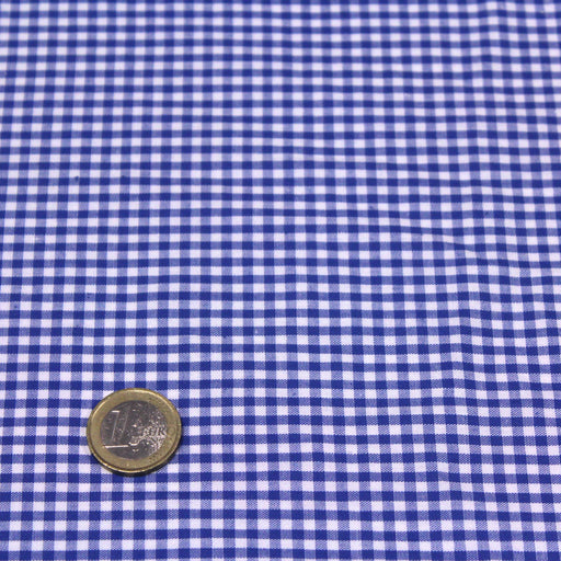 Tissu de coton Vichy bleu roi & blanc à carreaux 2mm