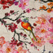 Tissu de coton motif jardin japonais GUNMA aux oiseaux et fleurs de cerisier sur fond lin - Grande largeur 280 cm - tissuspapi