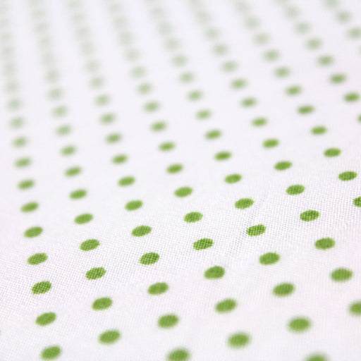 Tissu popeline de coton blanche à pois vert pomme - COLLECTION POLKA DOT - tissuspapi