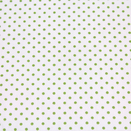 Tissu popeline de coton blanche à pois vert pomme - COLLECTION POLKA DOT - Oeko-Tex