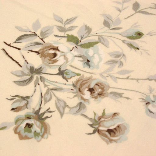 Tissu popeline de coton LADY aux fleurs grises & taupe, fond jaune pâle