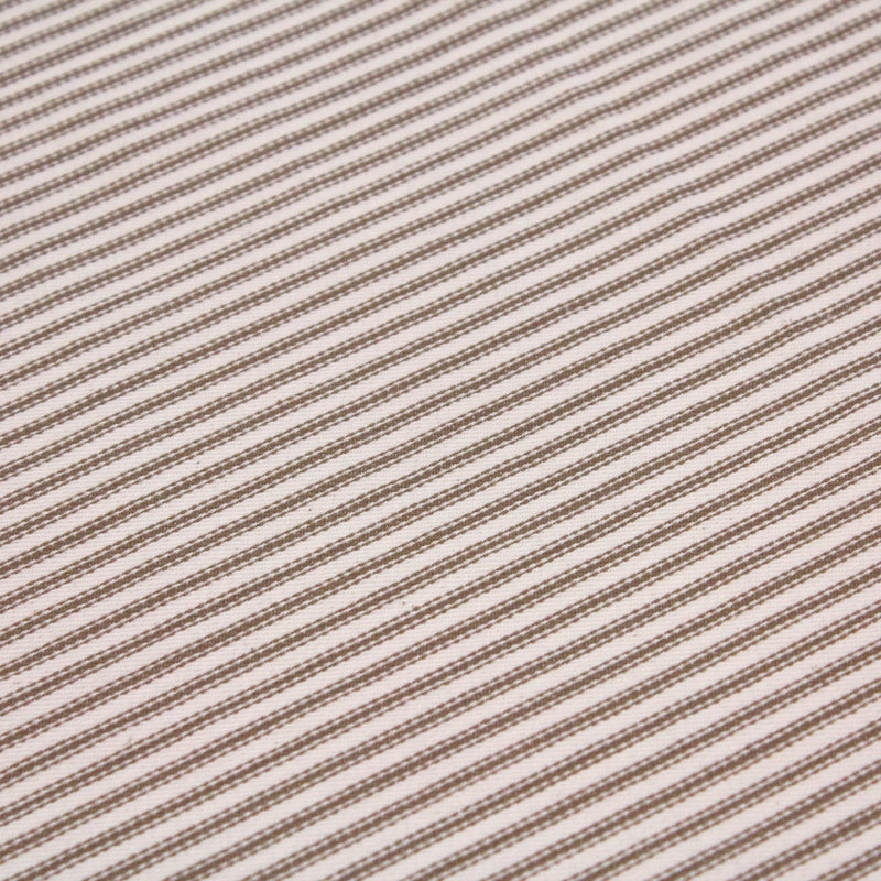 Tissu toile à matelas coton DOUARNENEZ – Rayures marron sur fond écru - TissusPapi.com