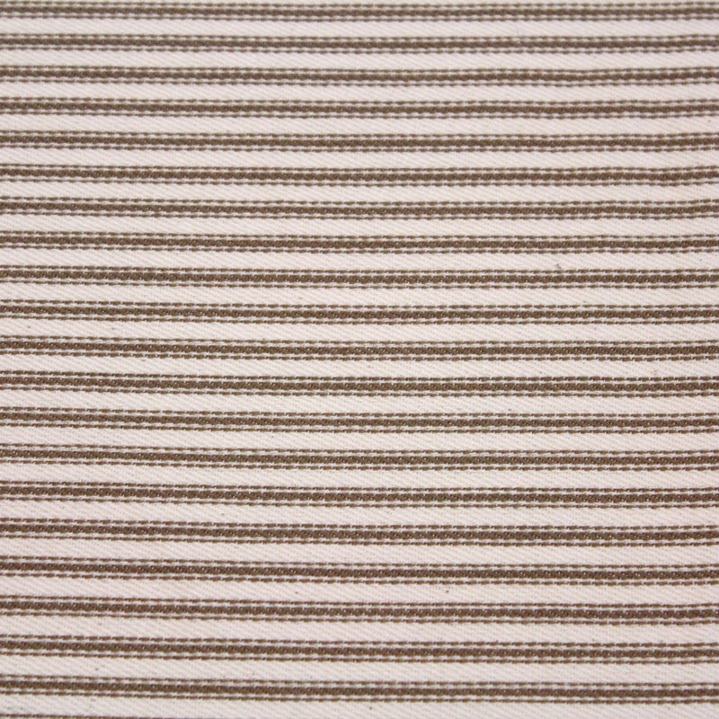 Tissu toile à matelas coton DOUARNENEZ – Rayures marron sur fond écru - TissusPapi.com