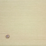 Tissu toile à matelas de coton DOUARNENEZ aux fines rayures vert pomme, fond écru - TissusPapi.com