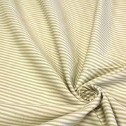 Tissu toile à matelas de coton DOUARNENEZ aux fines rayures vert pomme, fond écru - TissusPapi.com
