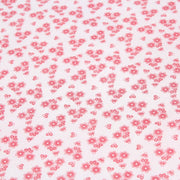 Tissu popeline de coton BLANDINE aux fleurs rouge fraise, fond blanc - TissusPapi.com