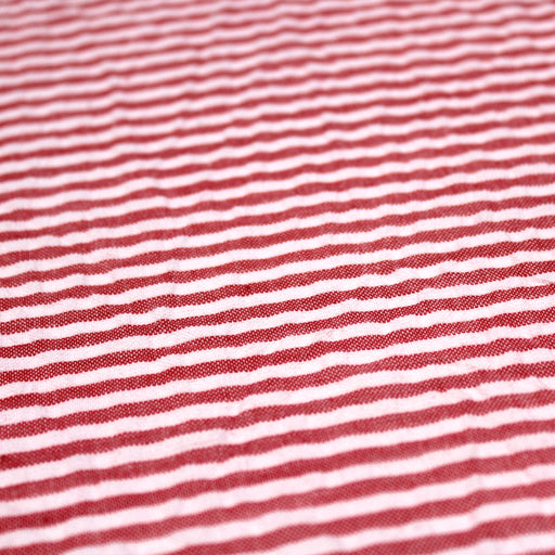 Tissu de coton Seersucker à rayures rouges et blanches 2mm - tissuspapi
