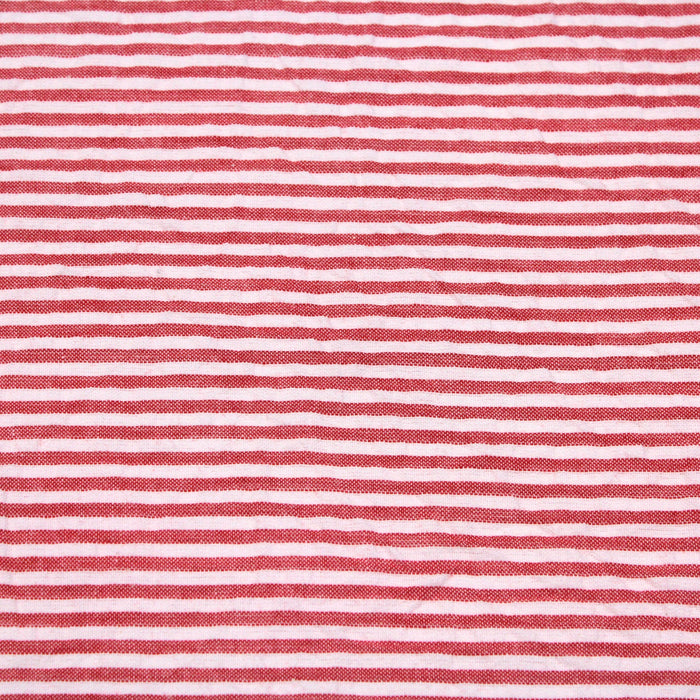 Tissu de coton Seersucker à rayures rouges et blanches 2mm