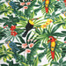 Tissu de coton demi-natté tropical, grande largeur 280cm, feuillage, forêt dense & oiseaux tropicaux - Ameublement - Oeko-Tex - tissuspapi