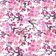 Tissu cotonnade SAKURA ROSE : jardin japonais aux fleurs de cerisier roses & fuchsia - TissusPapi.com