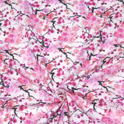 Tissu cotonnade SAKURA ROSE : jardin japonais aux fleurs de cerisier roses & fuchsia - TissusPapi.com