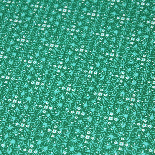 Tissu popeline de coton JADE, faux-uni aux fleurs vertes - tissuspapi