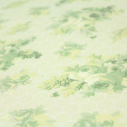 Tissu popeline coton WIMBLEDON, fond nid d'abeille & fleurs vert pistache, motif britannique - TissusPapi.com