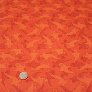Tissu popeline de coton aux fantômes orange, fond orange - COLLECTION HALLOWEEN - TissusPapi.com