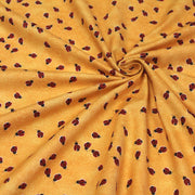 Tissu popeline de coton aux petites coccinelles rouges, fond jaune safran - TissusPapi.com