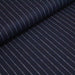 Tissu flanelle de laine bleu nuit à rayures banquier blanches, rayures Chalk Stripe - tissuspapi