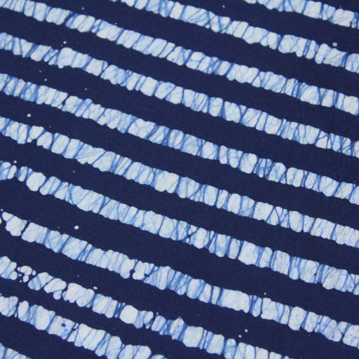 Tissu de coton batik gaufré à rayures bleu marine et blanches - tissuspapi