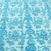 Tissu de coton batik gaufré aux fleurs et cœurs à pois bleu turquoise, fond bleu ciel - tissuspapi