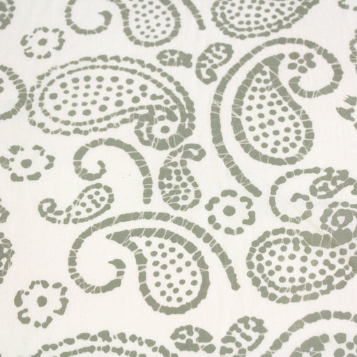 Tissu de coton Batik écru aux arabesques taupe clair